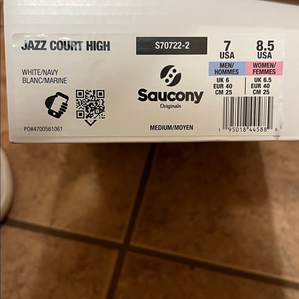 Saucony Originals Jazz Court High - White and Navy
Unisex Men’s 7 Women’s 8.5 - Picture 2 of 7